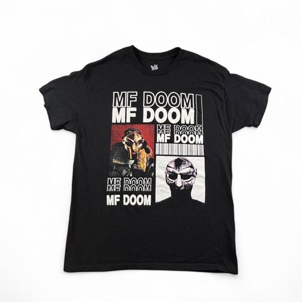 MF DOOM Graphic T-Shirt Men's Large Black Hip Hop Rap Cotton Tee Mask Graphic